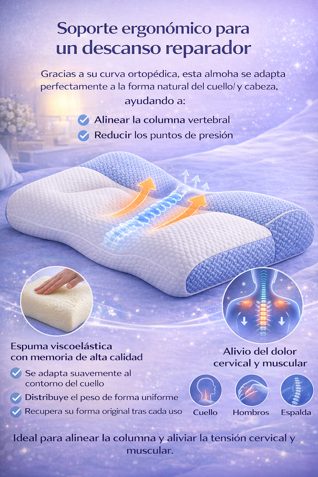 MAXISHOP - Almohada ergonómica antiestré