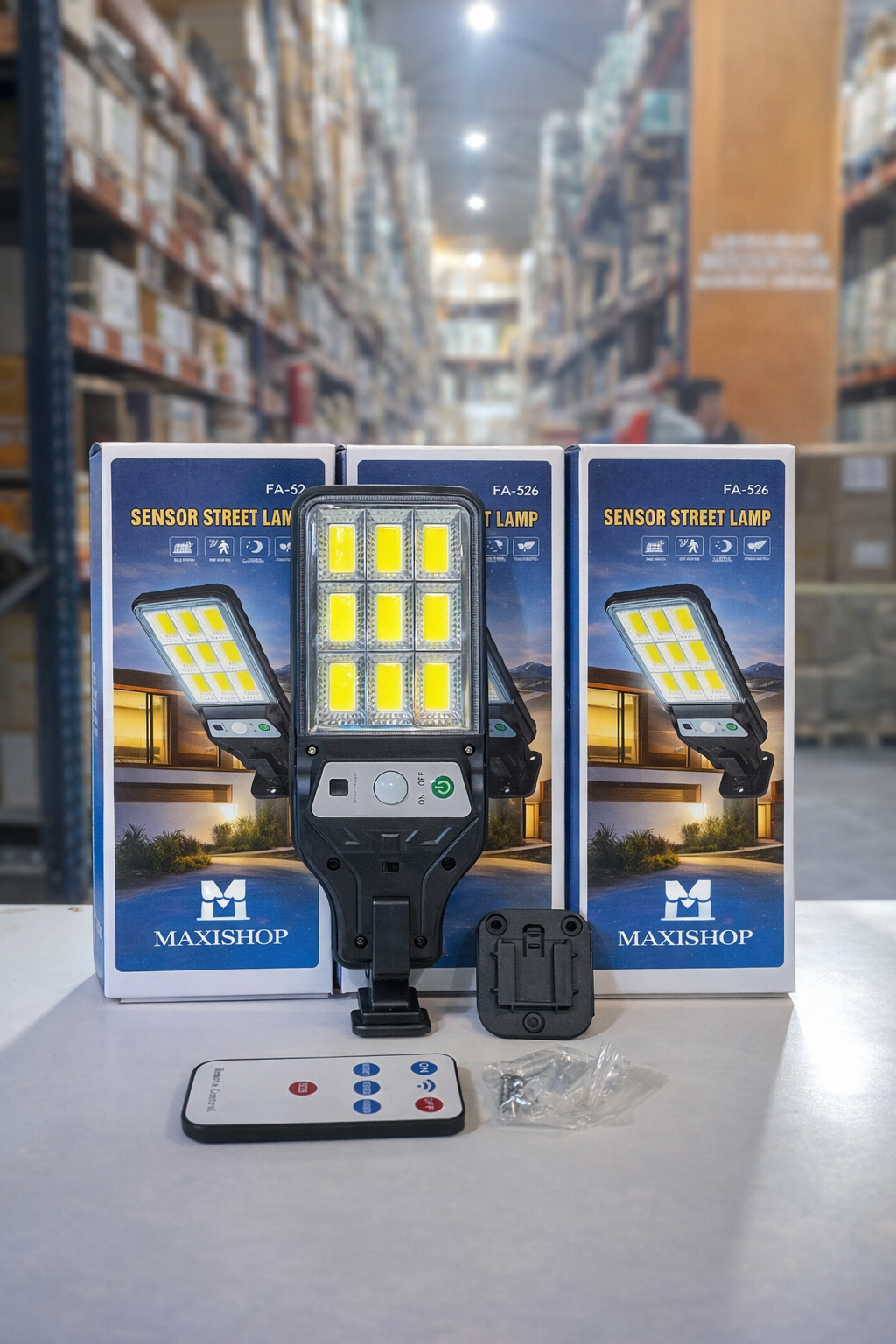 MAXISHOP - Mini luz solar LED con mando y sensor de movimiento FA-526